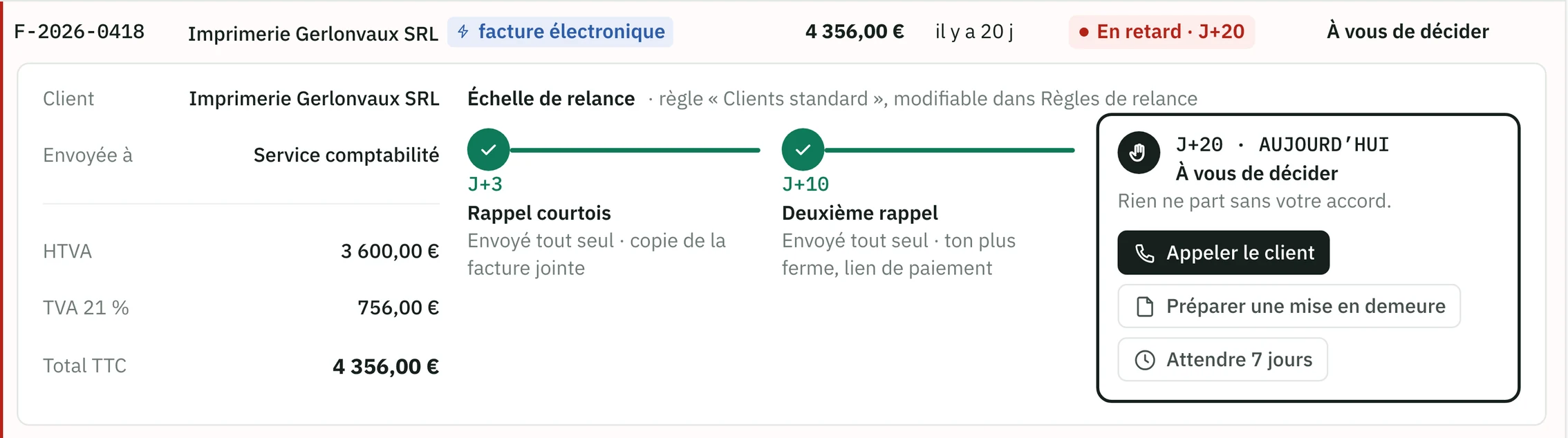 Une facture en retard